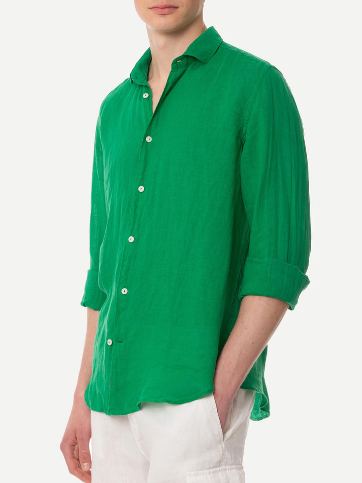 Man green linen Pamplona shirt - MC2 Saint Barth