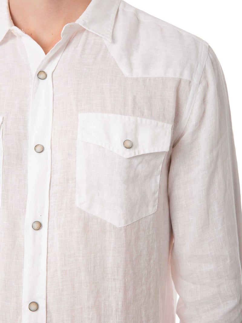 Camicia da uomo in lino bianco