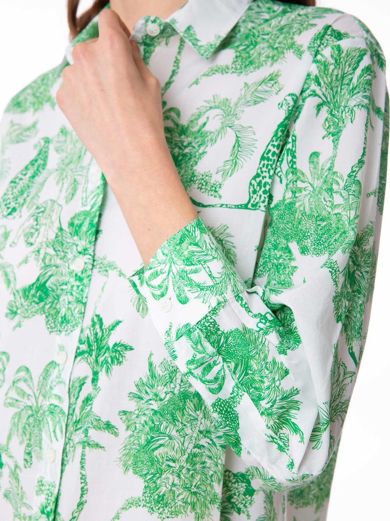 Camicia da donna in cotone con stampa toile de jouy