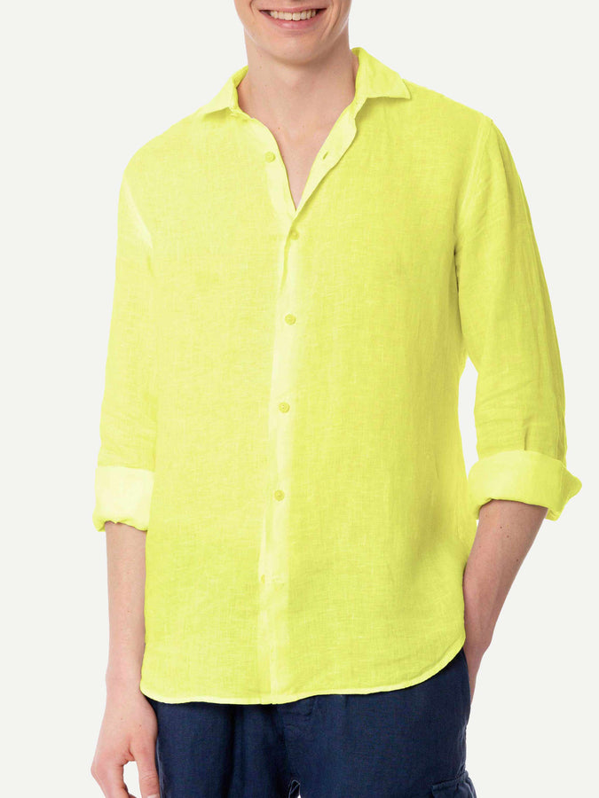 Mc2 Saint Barth Camicia da uomo Pamplona in lino giallo