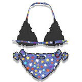 Bikini da bambina a triangolo con stampa stelle