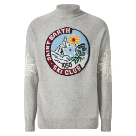 Man half-turtleneck grey sweater with print - MC2 Saint Barth