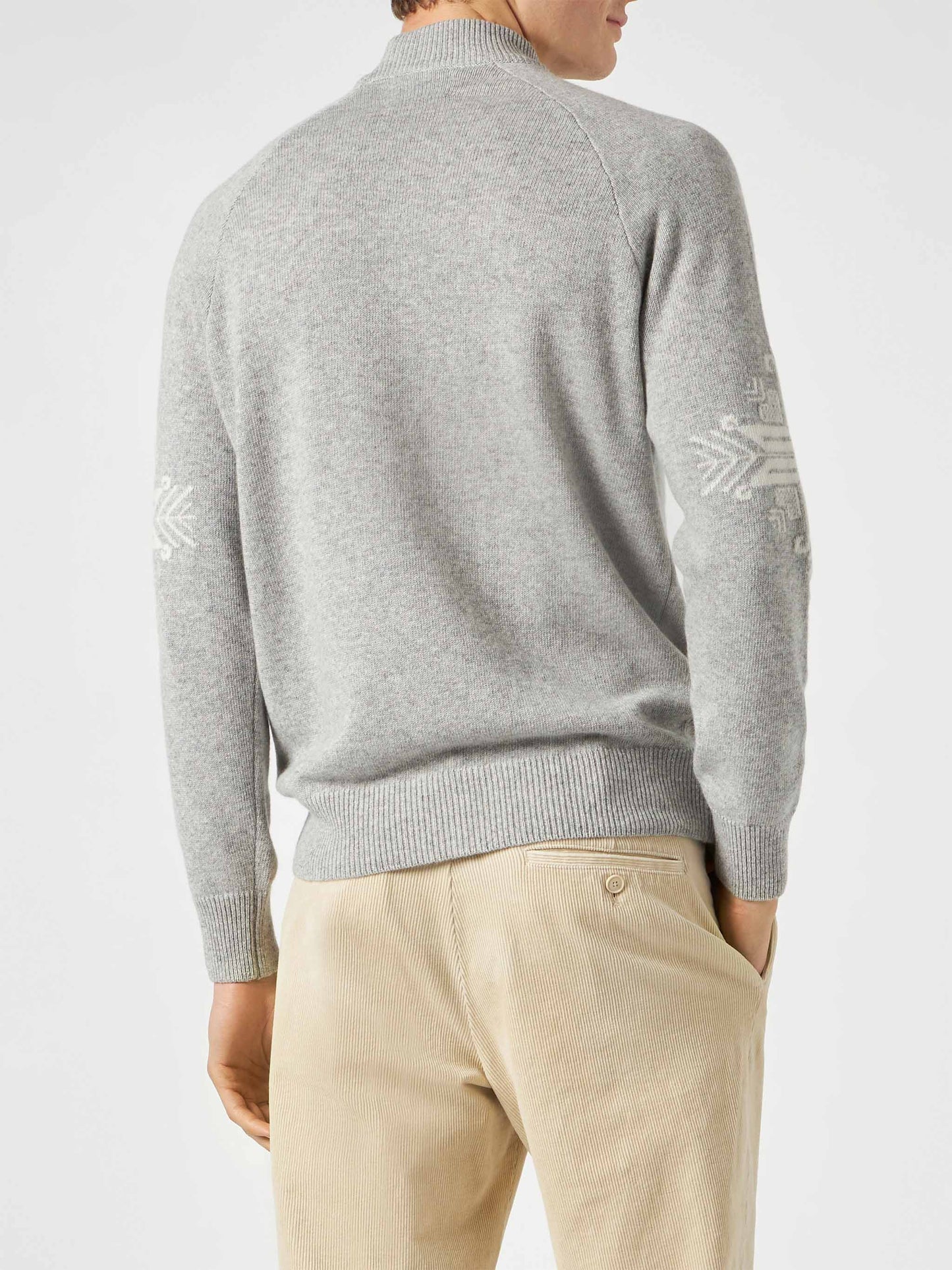 Man half-turtleneck grey sweater with print - MC2 Saint Barth