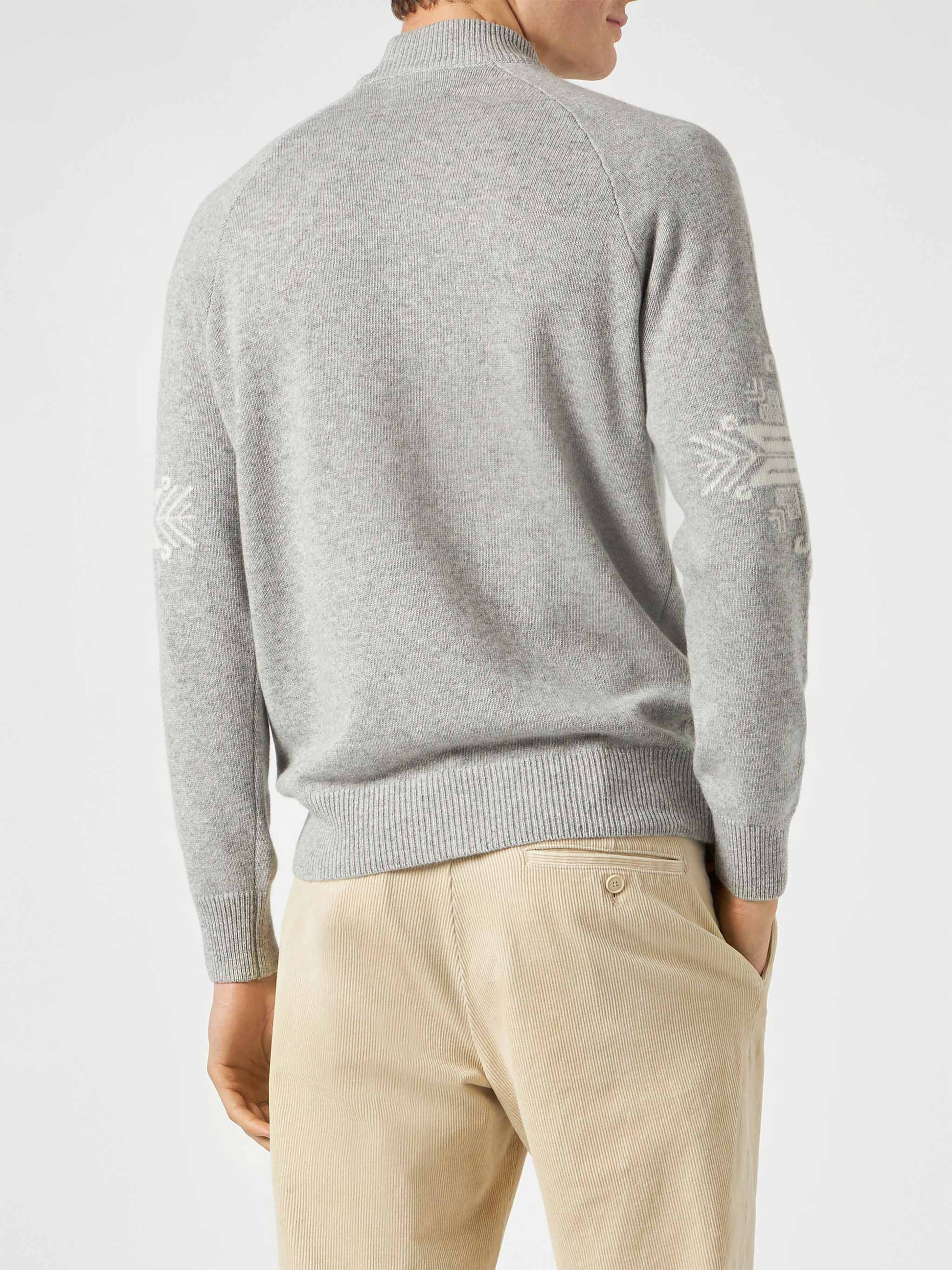 Man half-turtleneck grey sweater with print - MC2 Saint Barth