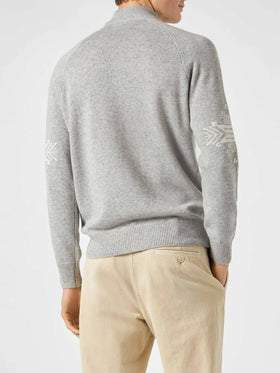 Man half-turtleneck grey sweater with print - MC2 Saint Barth