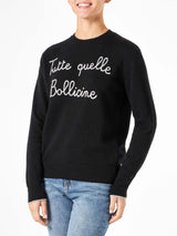 Damenpullover mit „Tutte quelle bollicine“-Stickerei