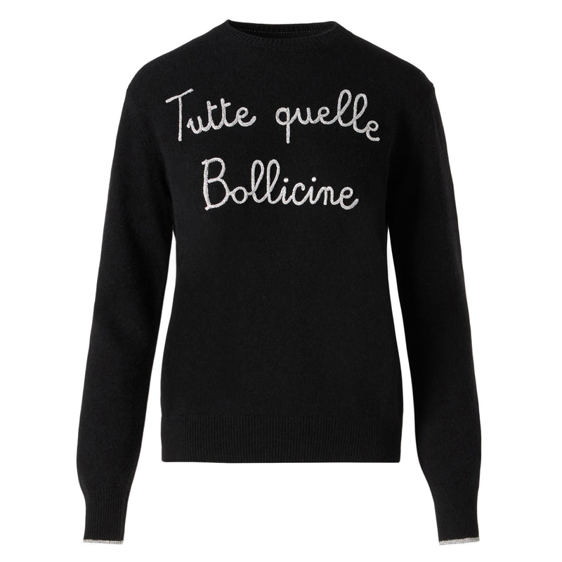 Damenpullover mit „Tutte quelle bollicine“-Stickerei