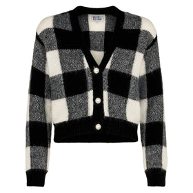 Woman short cardigan with jewel buttons and vichy print - MC2 Saint Barth