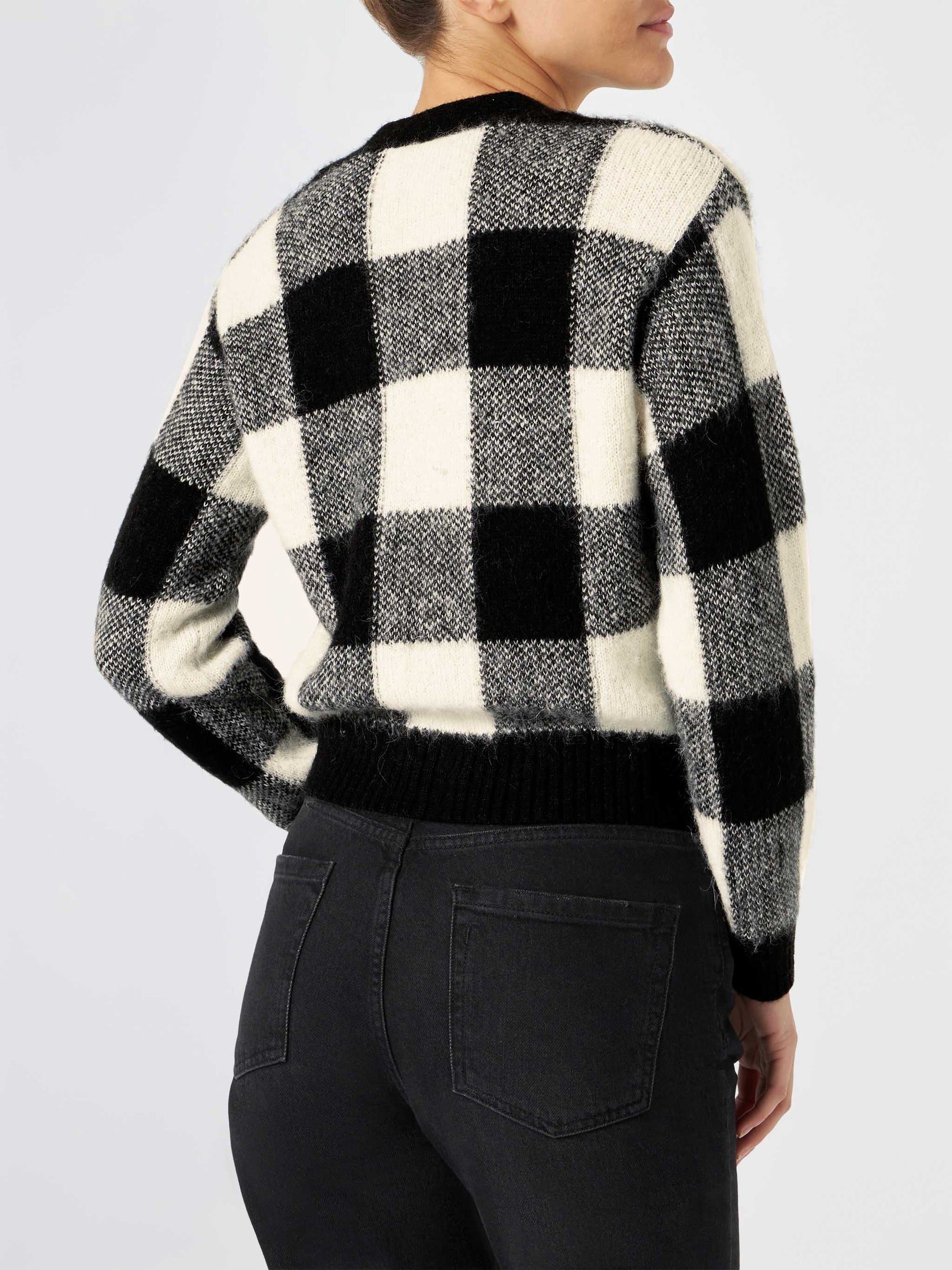 Woman short cardigan with jewel buttons and vichy print - MC2 Saint Barth