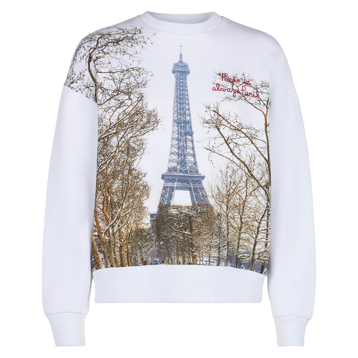 Woman fleece sweatshirt with Paris postcard print - MC2 Saint Barth
