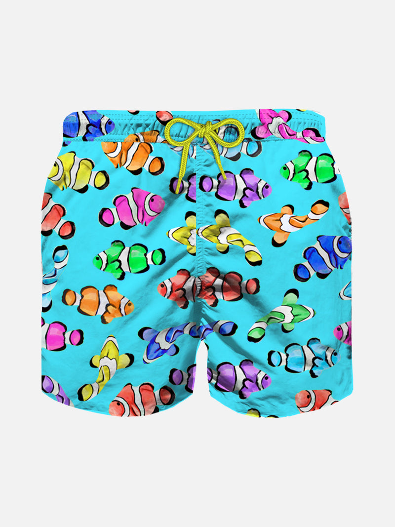 Boy swim shorts with multicolor clownfish print