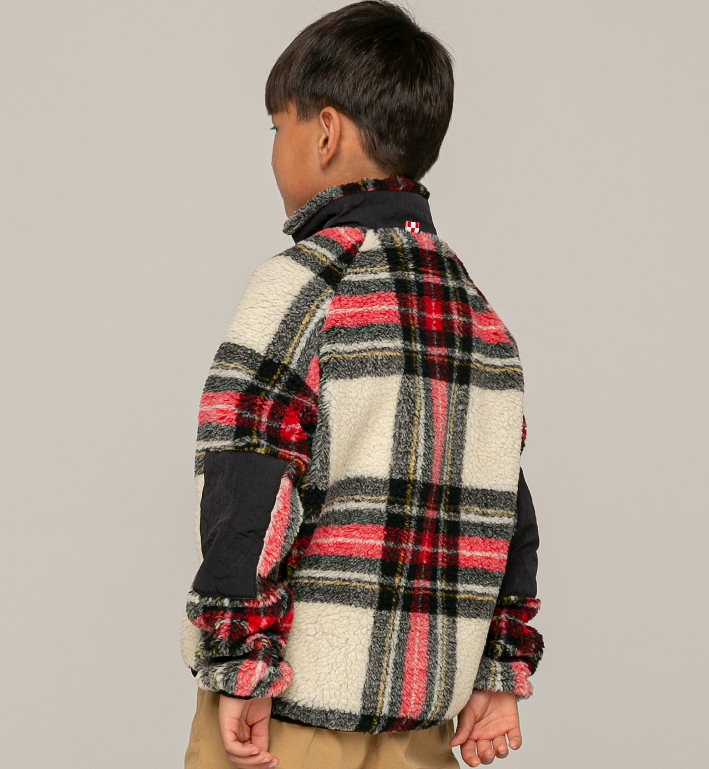 Kids tartan sherpa jacket with St. Barth Bob Club embroidery - MC2 Saint Barth