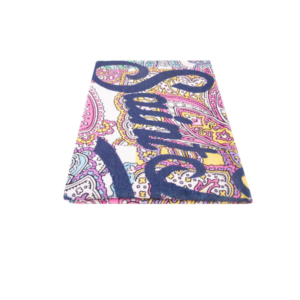 Soft terry beach towel with multicolor paisley print
