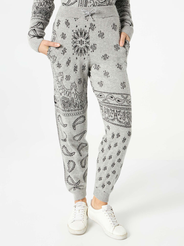 Woman lightweight knit sweatpants with grey bandanna print - MC2 Saint Barth