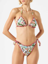 Woman triangle bikini with tattoo print