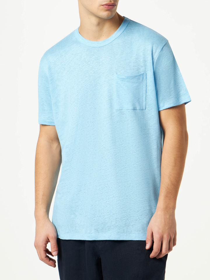 Man light blue linen jersey t-shirt - MC2 Saint Barth