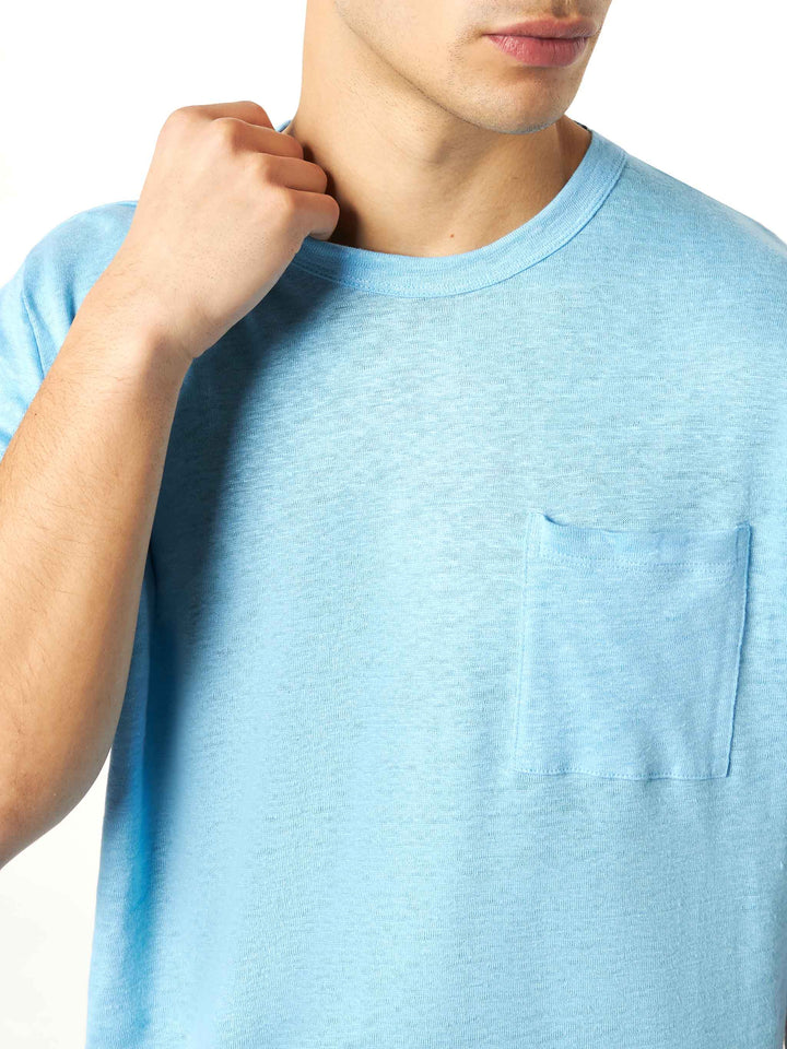 Man light blue linen jersey t-shirt - MC2 Saint Barth