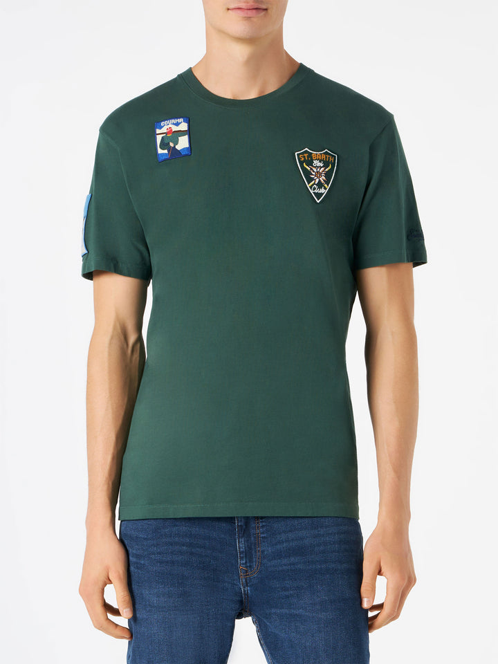 Man forest green t-shirt with patches - MC2 Saint Barth