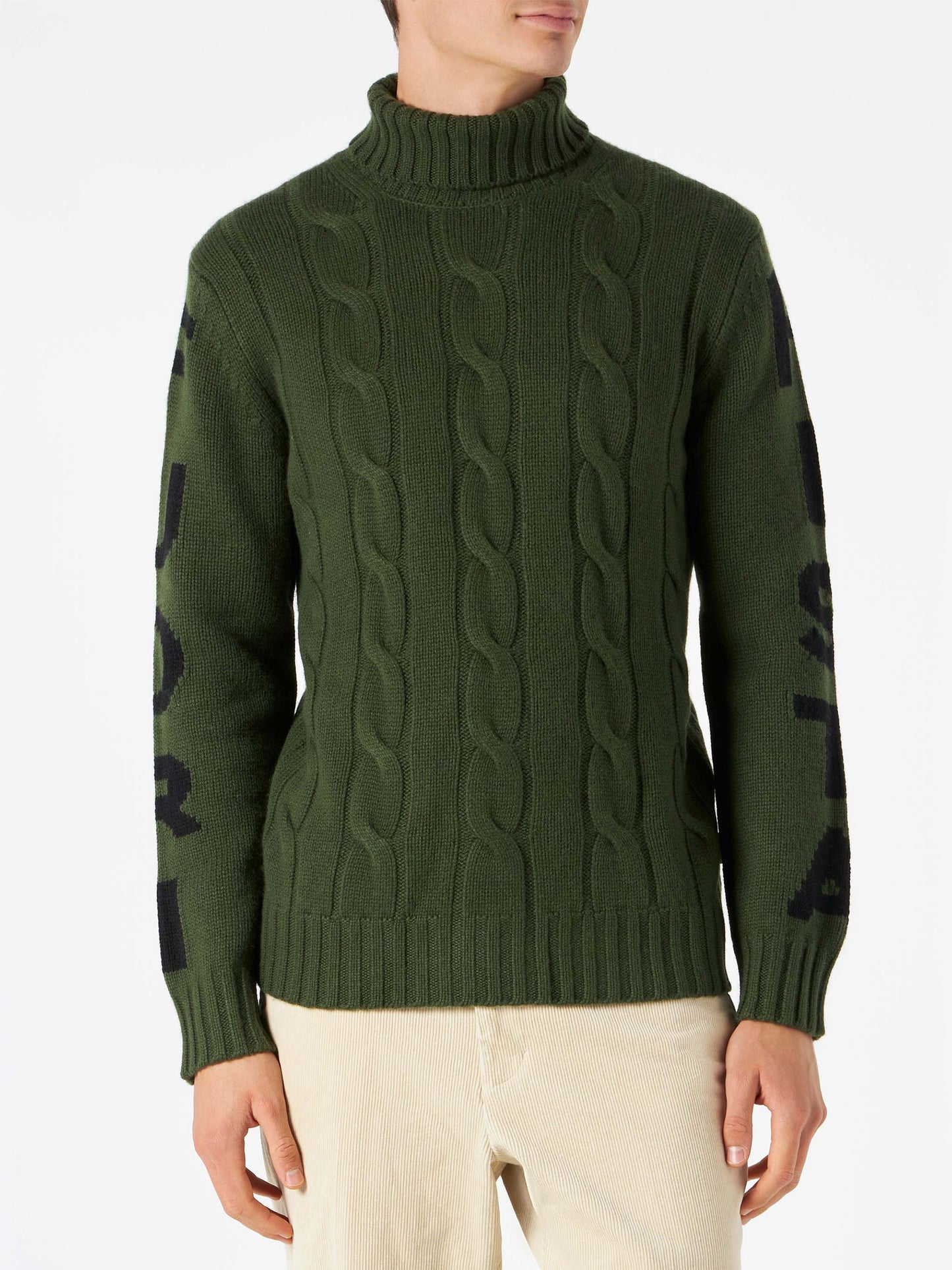 Man turtleneck braided sweater with Fuori pista jacquard - MC2 Saint Barth