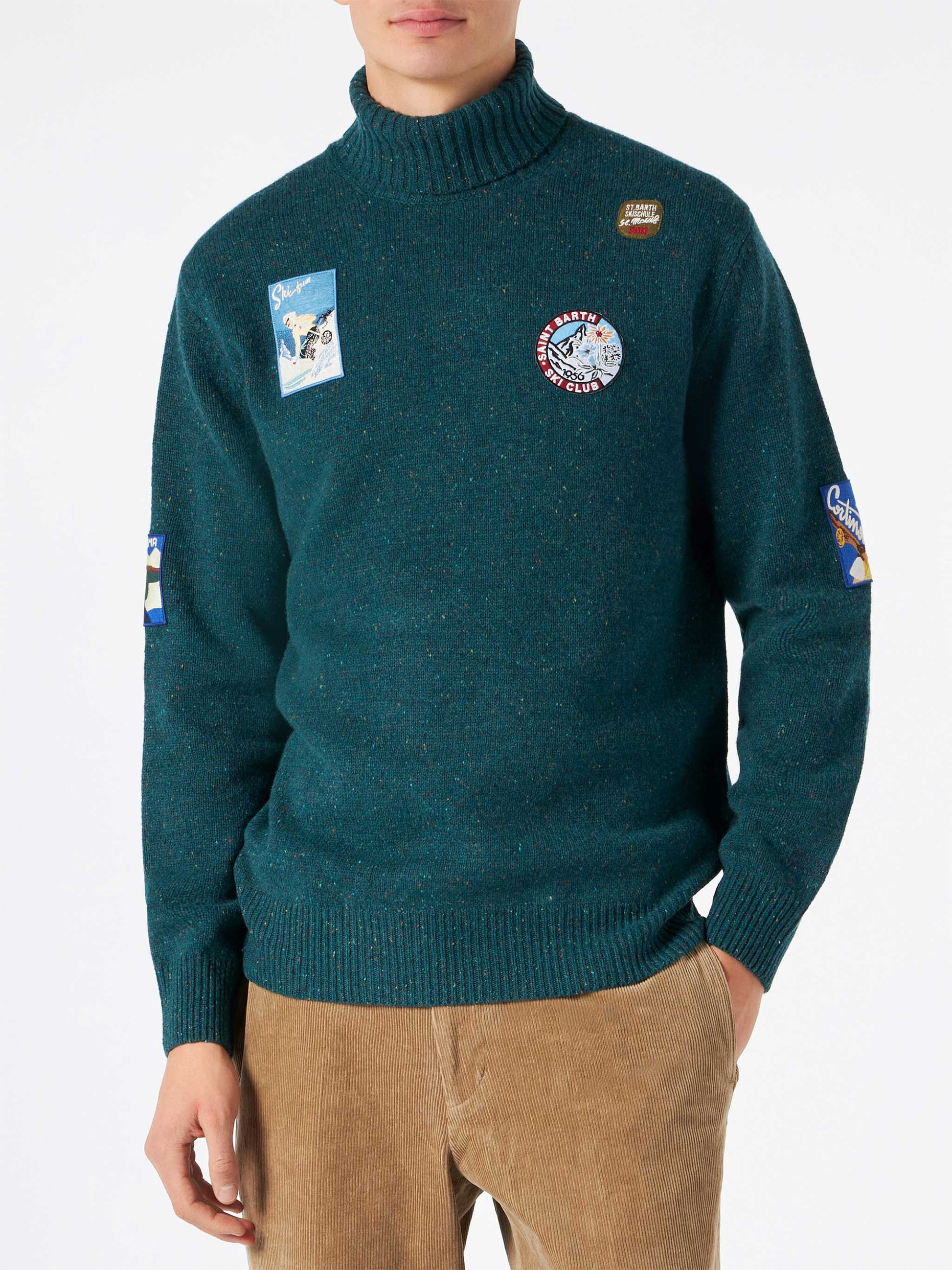 Man green turtle-neck sweater - MC2 Saint Barth