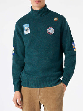 Man green turtle-neck sweater - MC2 Saint Barth