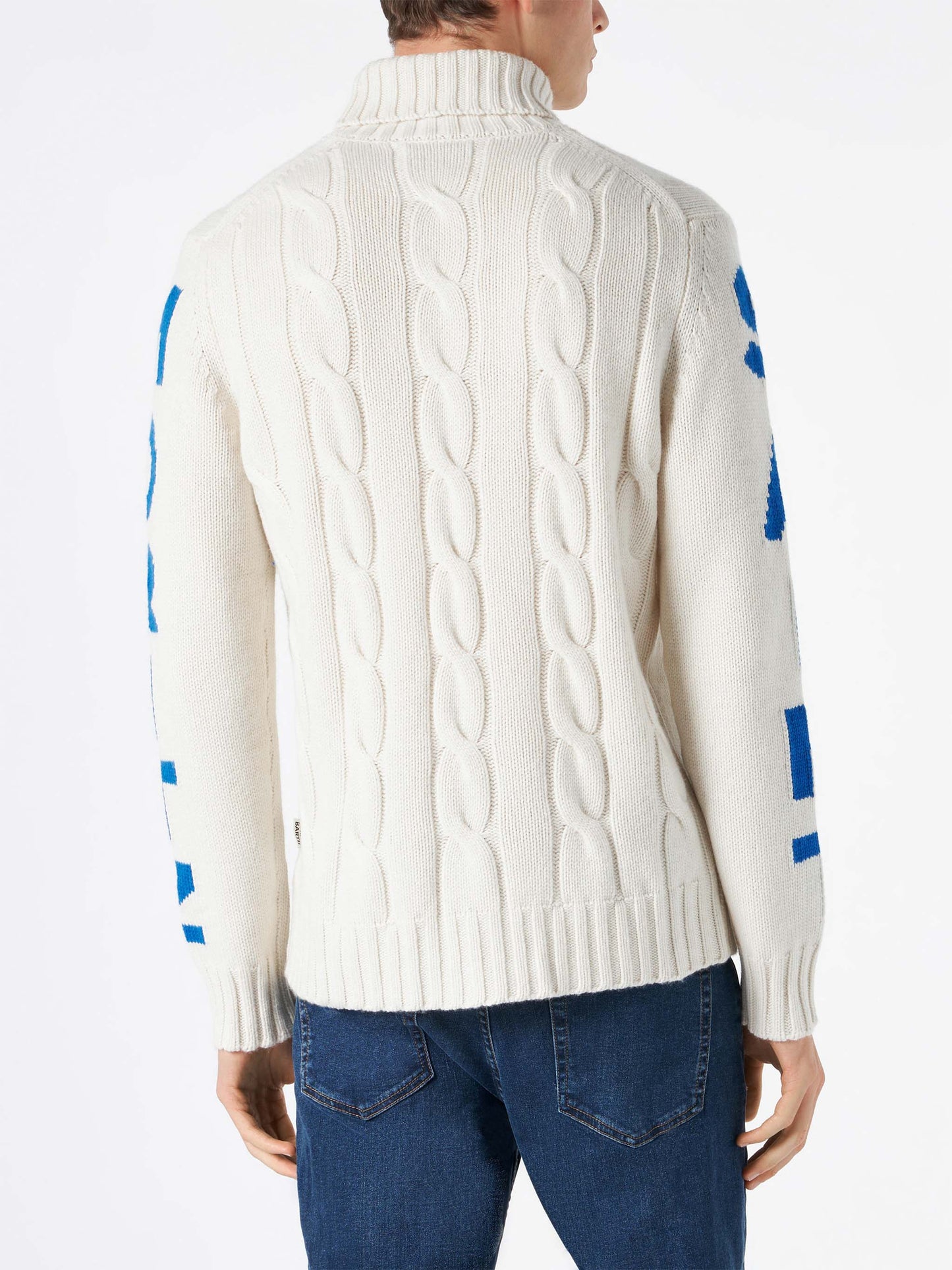 Man turtleneck braided sweater with Saint Moritz print - MC2 Saint Barth