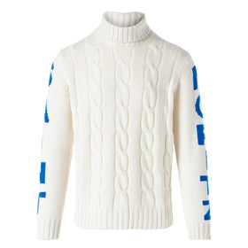 Man turtleneck braided sweater with Saint Moritz print - MC2 Saint Barth