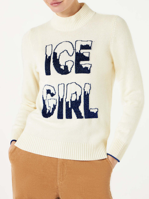 Maglia mezzo dolcevita Ice Girl grafica lurex