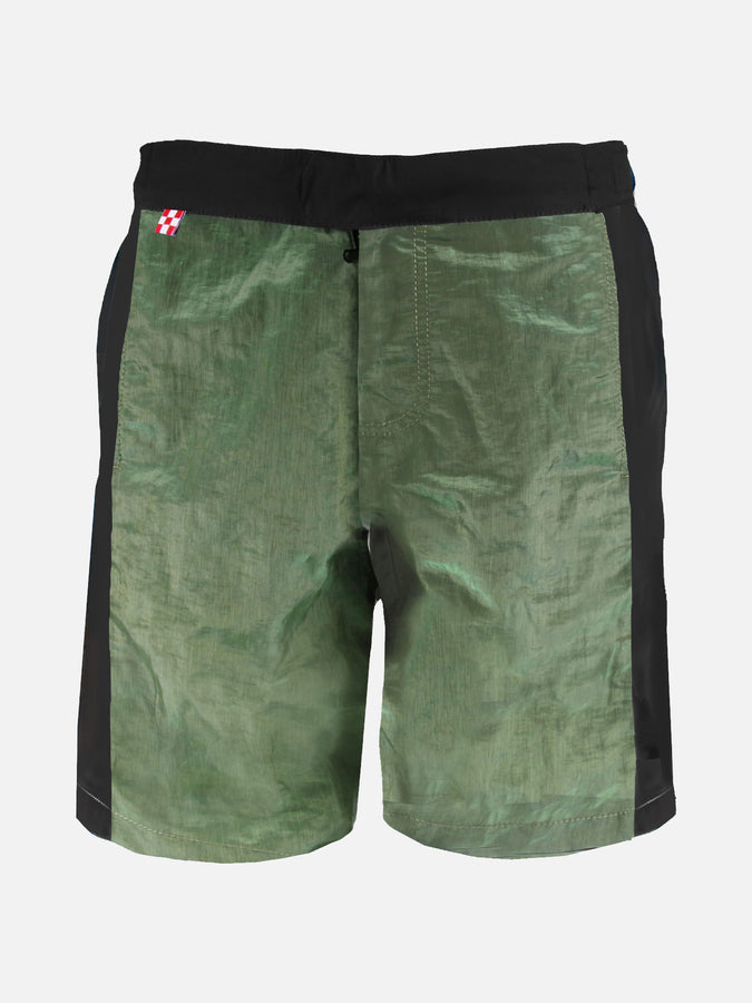 Mc2 Saint Barth Costume da bagno verde militare con banda laterale in contrasto