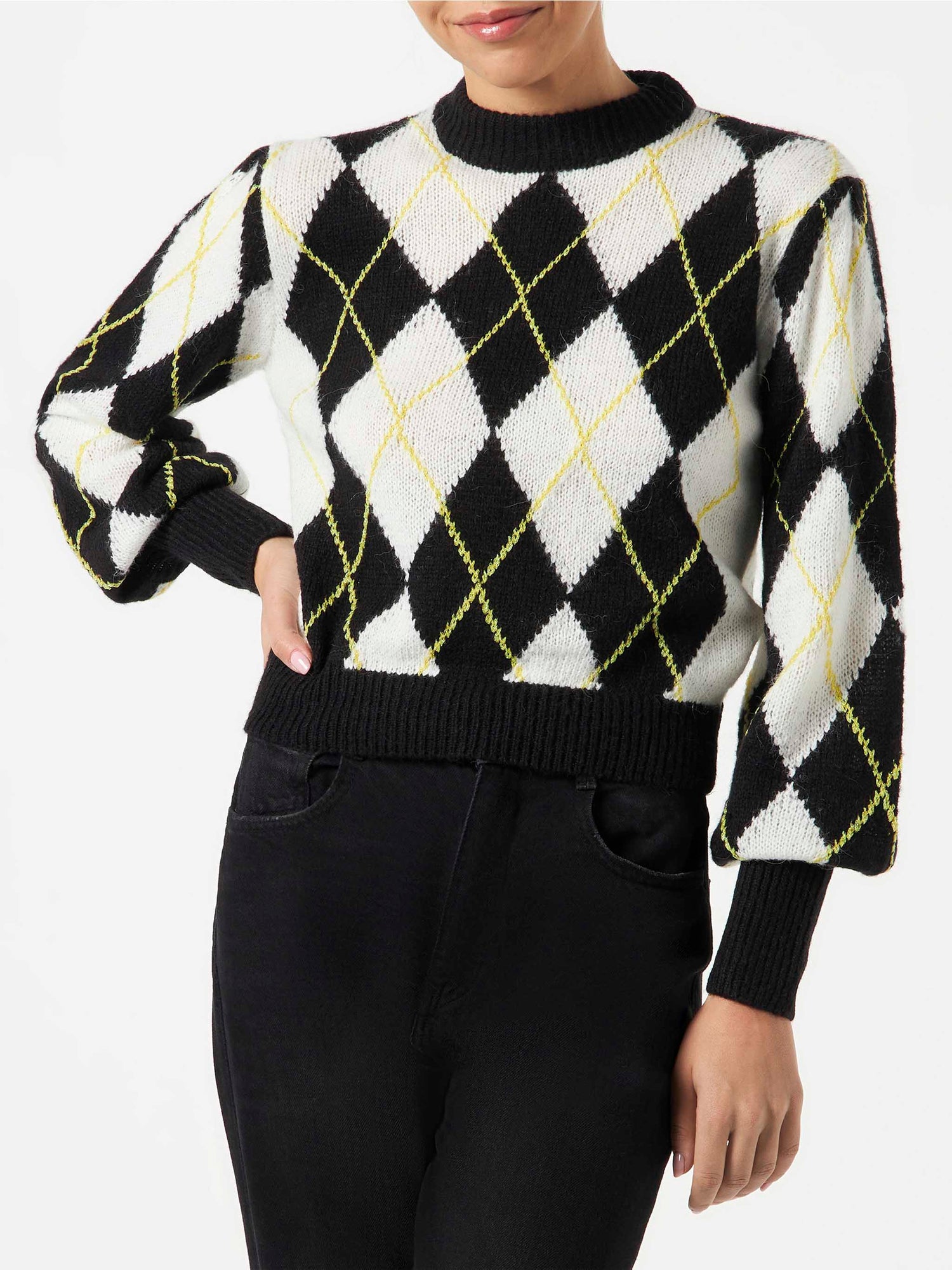 Woman brushed sweater with argyle pattern - MC2 Saint Barth