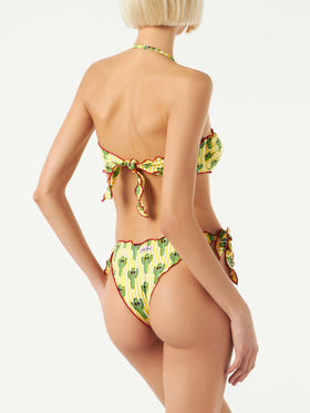 Bandeau-Bikini für Damen mit Kaktus-Print
