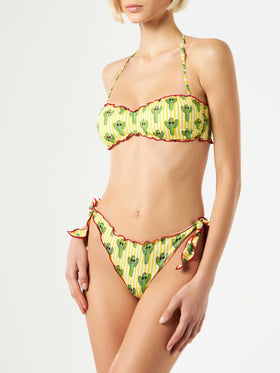 Bandeau-Bikini für Damen mit Kaktus-Print