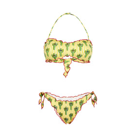 Bandeau-Bikini für Damen mit Kaktus-Print