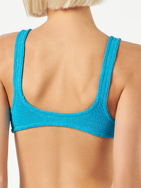 Woman light blue lurex crinkle bralette swimsuit - MC2 Saint Barth