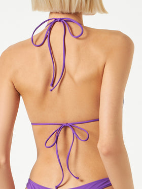 Woman triangle top swimsuit with purple strass - MC2 Saint Barth