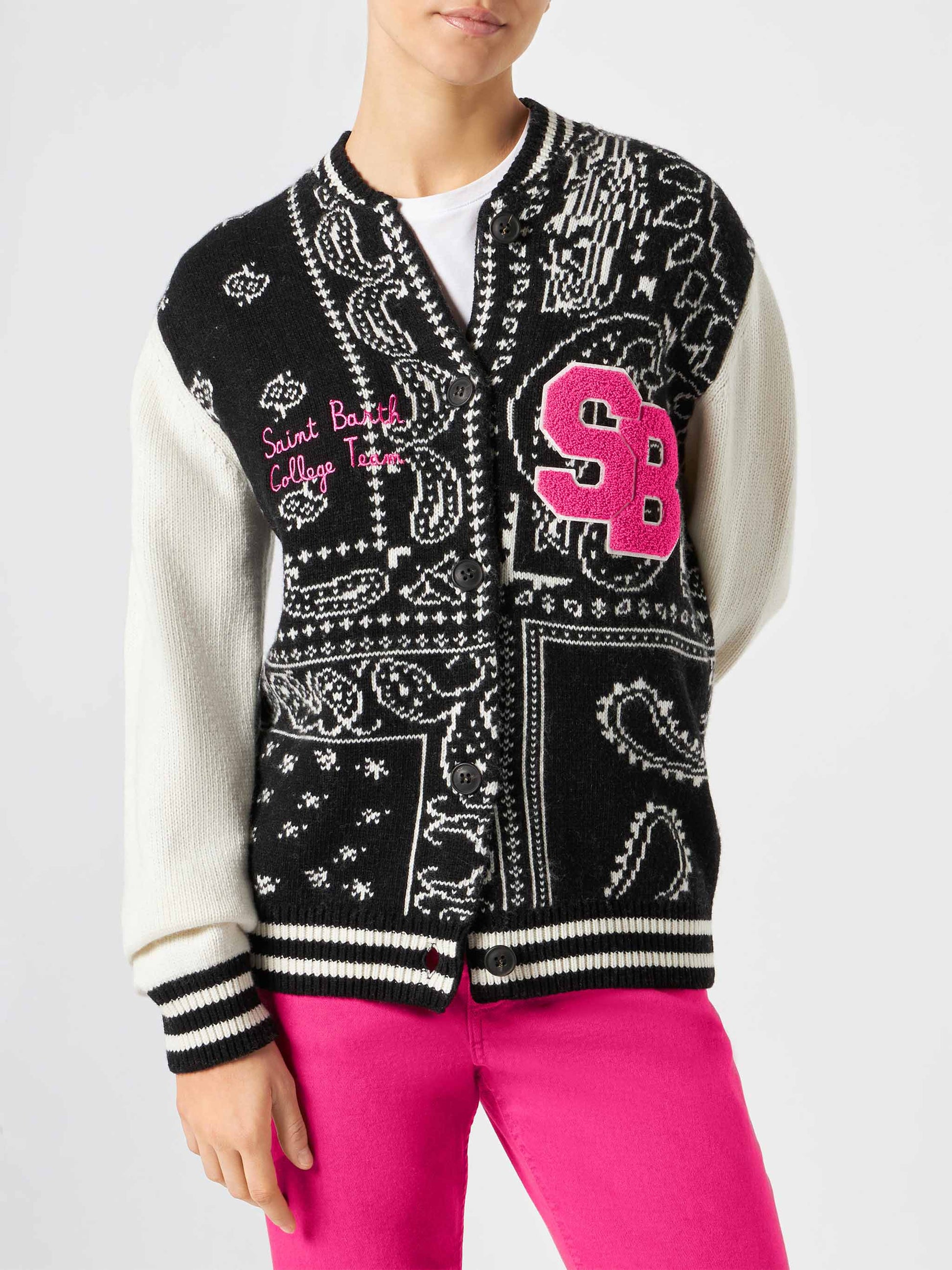 Woman college jacket with bandanna print - MC2 Saint Barth