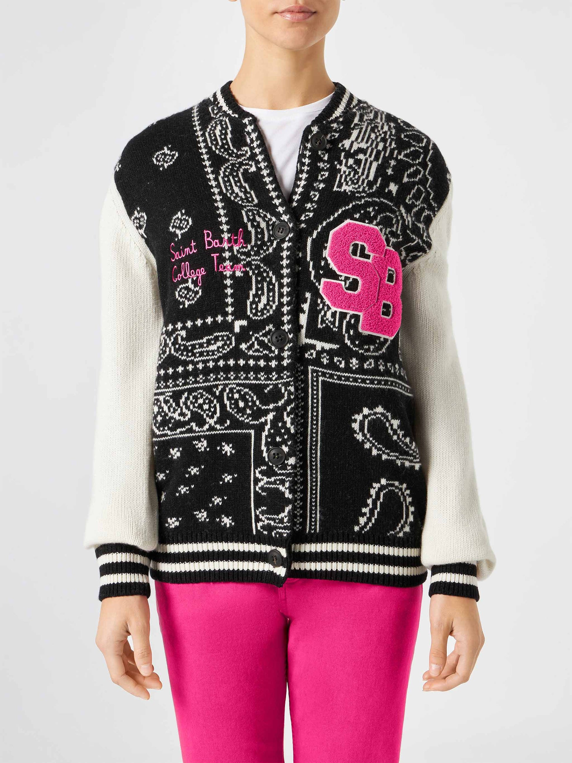 Woman college jacket with bandanna print - MC2 Saint Barth