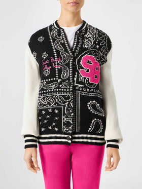Woman college jacket with bandanna print - MC2 Saint Barth