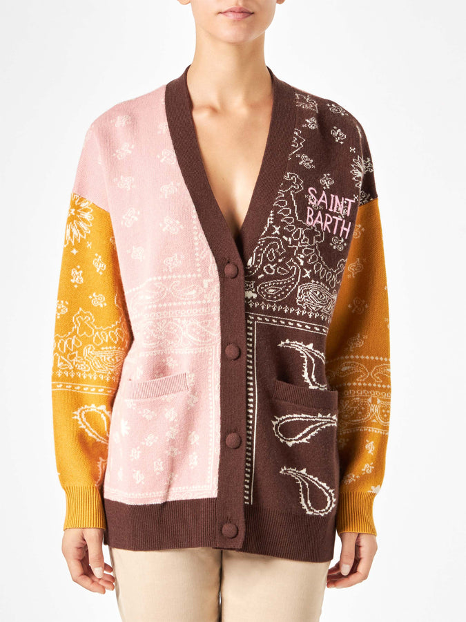 Mc2 Saint Barth Cardigan da donna con stampa bandana