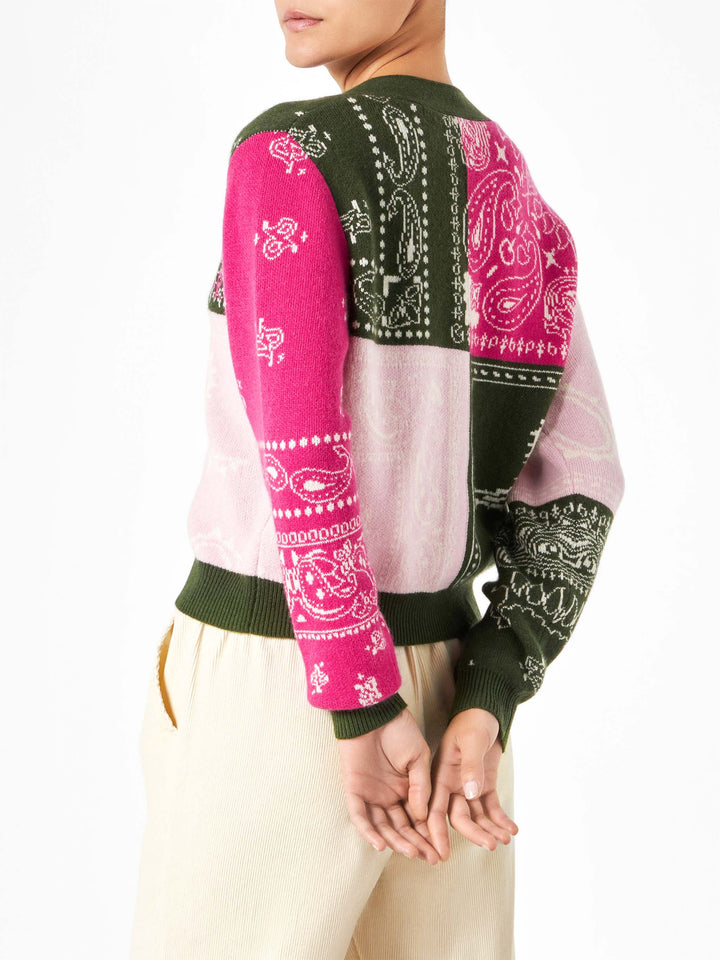 Woman cropped cardigan with bandanna print - MC2 Saint Barth