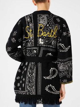 Woman bandanna coat with belt and St. Barth embroidery - MC2 Saint Barth