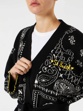 Woman bandanna coat with belt and St. Barth embroidery - MC2 Saint Barth
