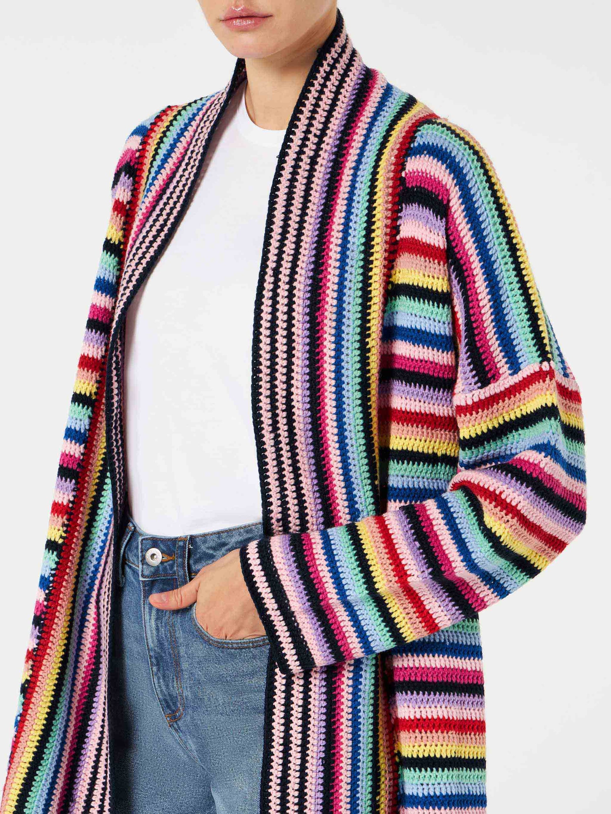 Multicolor crochet coat with belt - MC2 Saint Barth