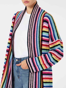 Multicolor crochet coat with belt - MC2 Saint Barth