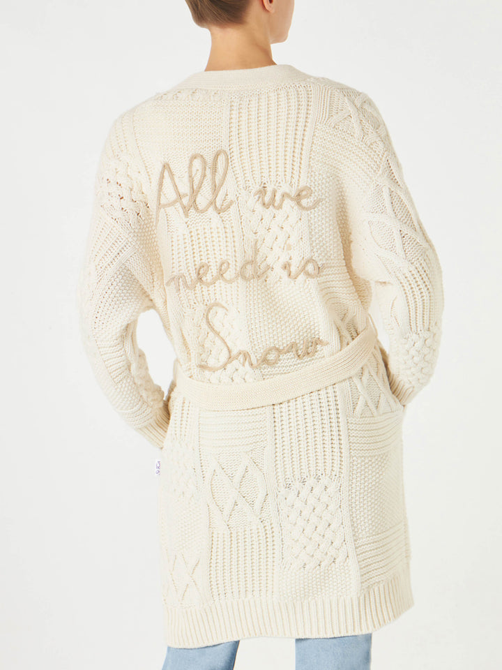 Maxi cardigan Daba with embroidery and belt - MC2 Saint Barth