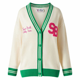 Woman white cardigan with embroidery - MC2 Saint Barth