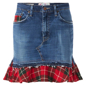 Woman vintage jeans skirt with tartan details - MC2 Saint Barth