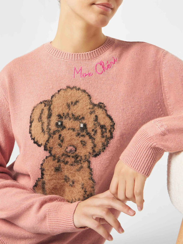 Woman sweater with dog print