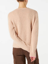 Maglione da donna beige garzato con ricamo