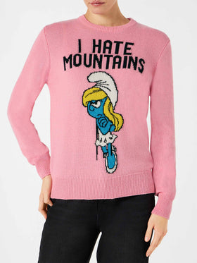 Maglia da donna rosa  I hate Mountains Puffetta | ©PEYO EDIZIONE SPECIALE
